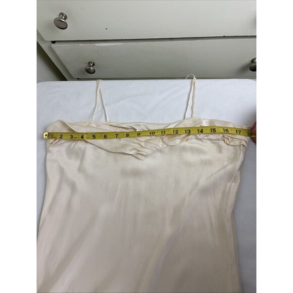 Vintage 90s Victoria Secret Gold Label 100% Silk Slip Midi Dress Large Cream - Picture 12 of 15